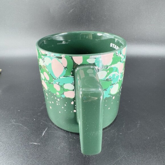 Starbucks Holiday Venetian Marble Forest Green Ceramic Coffee Mug 12oz Cup - Picture 9 of 11